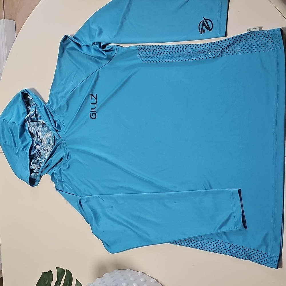 GILLZ UV LONG SLEEVE PEACH  HOOD PERFORMANCE SHIRT, PEACH SIZE LARGE